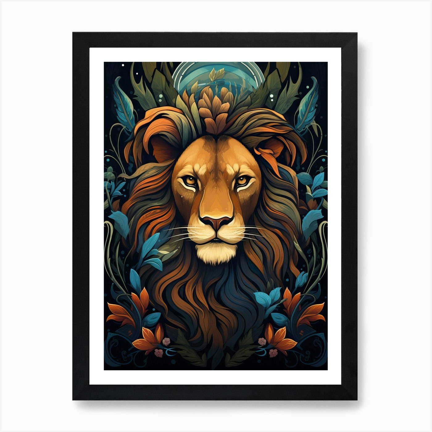 Lion Art Painting Art Nouveau 1 Art Framed Wall Art Poster Canvas Print Picture