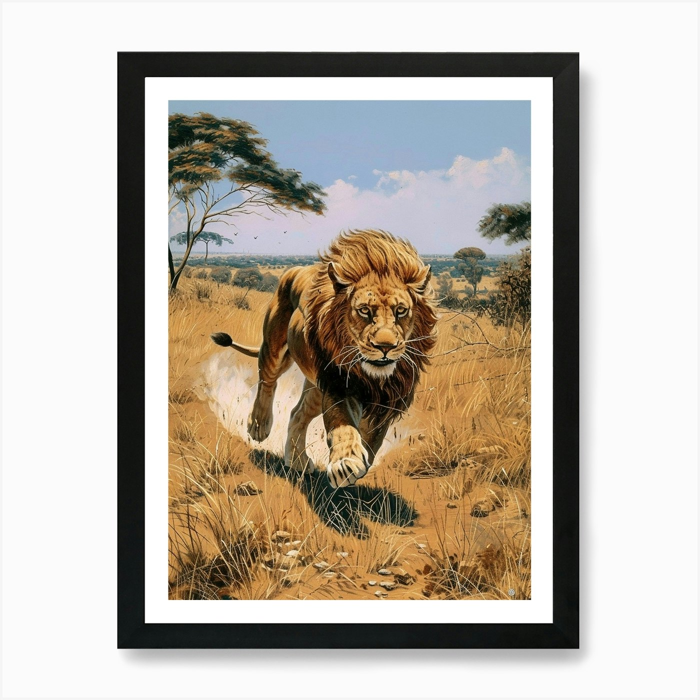 Barbary Lion Relief Illustration Sa Framed Wall Art Poster Canvas Print Picture