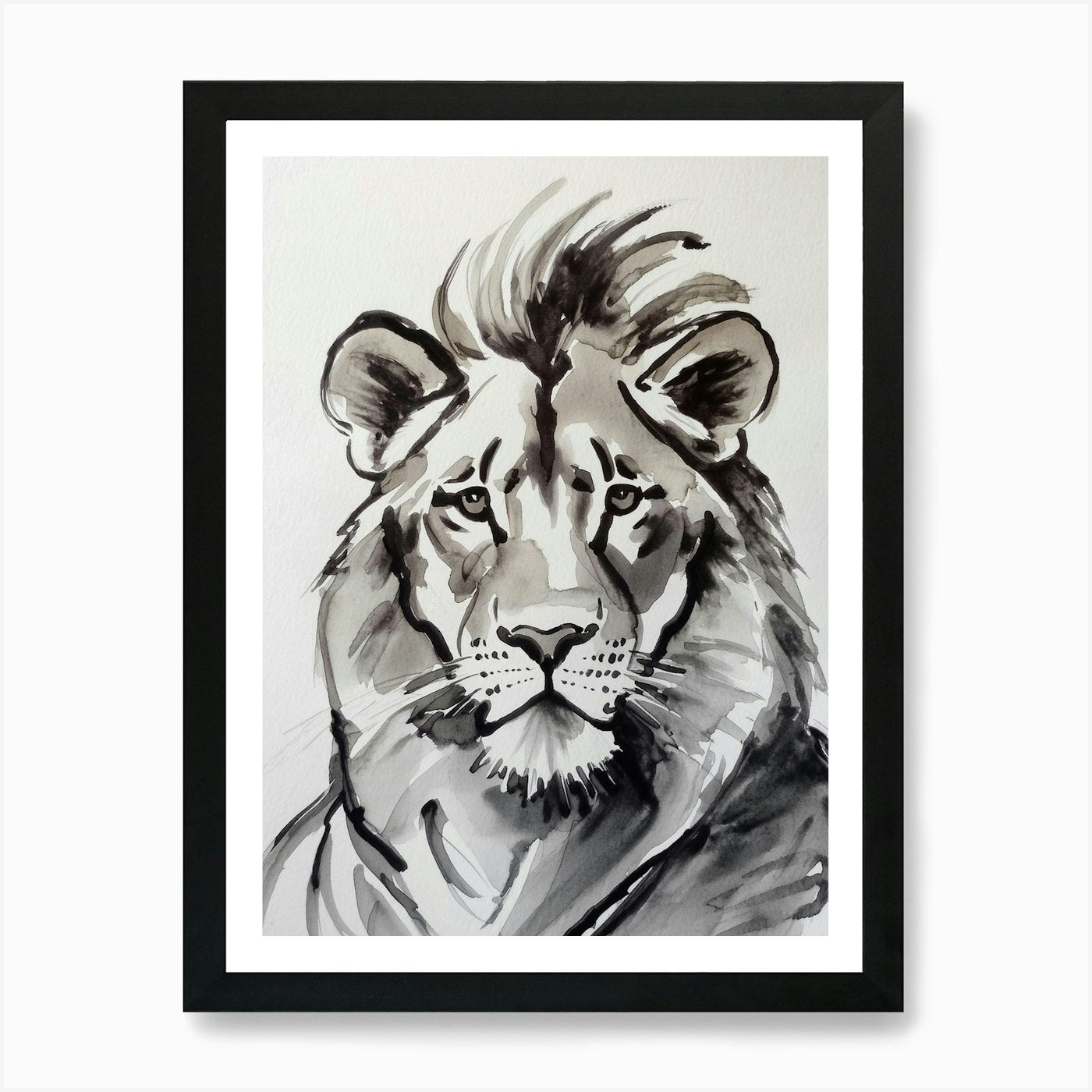 Lion Sketch Art Print Framed Wall Art Poster Canvas Print Picture