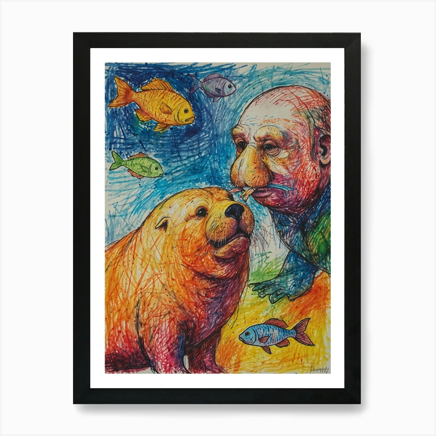 'Sea Lion' Art Print Framed Wall Art Poster Canvas Print Picture