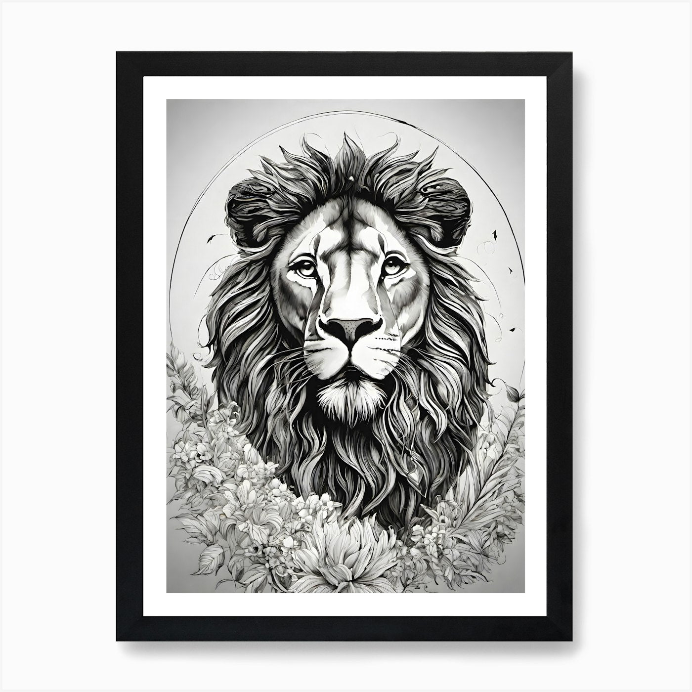 Lion Head Tattoo Art Print Framed Wall Art Poster Canvas Print Picture