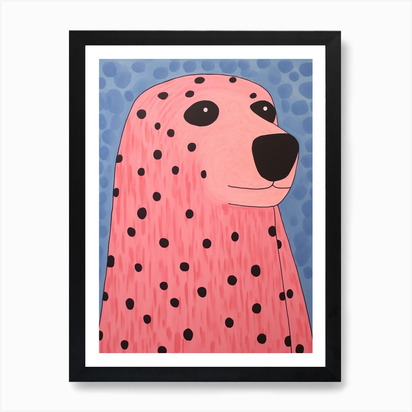 Pink Polka Dot Sea Lion 1 Art Print Framed Wall Art Poster Canvas Print Picture