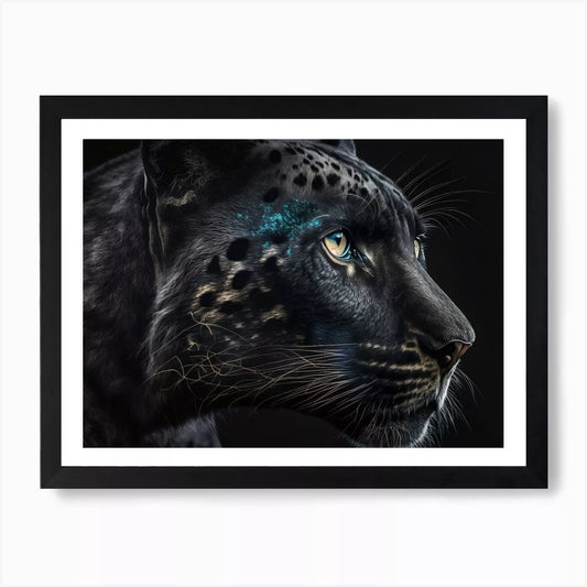 Lion art print Framed in Black